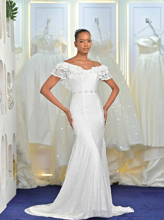 Mermaid cut wedding dress  which creates a sleek and elongated look